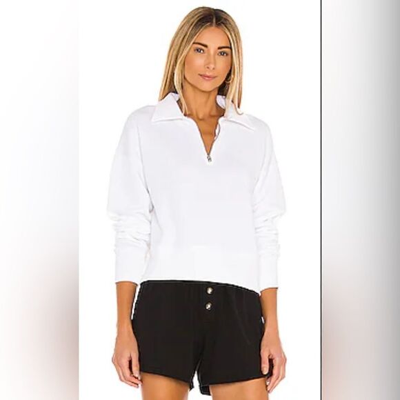 Re/Done NWOT The 70’s Half Zip Pullover White Sweatshirt Small - Picture 1 of 7